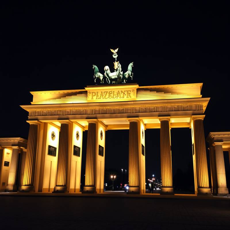 La Puerta de Brandeburgo iluminada en Berlín, Alemania.